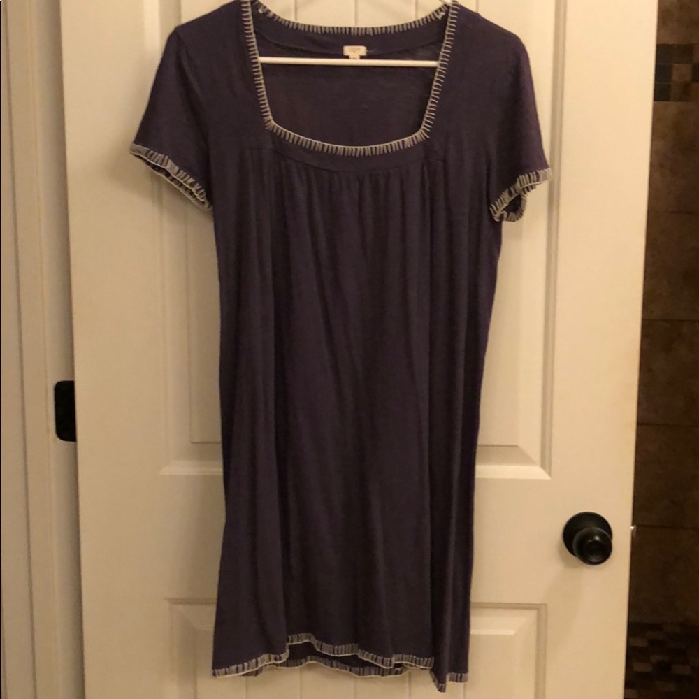 Blue Dress with White Stitching Detail